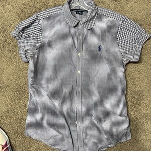 Womens Ralph Lauren Polo sport shirt seize 12 blue/white